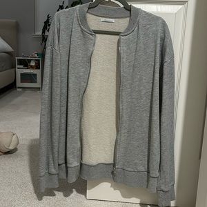 Zara Trafaluc gray fleece bomber jacket oversized